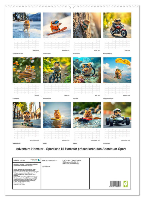 Adventure Hamster - Sportliche KI Hamster präsentieren den Abenteuer-Sport (CALVENDO Wandkalender 2026)