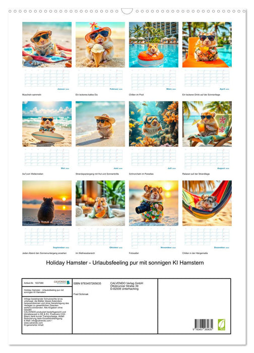 Holiday Hamster - Urlaubsfeeling pur mit sonnigen KI Hamstern (CALVENDO Wandkalender 2026)