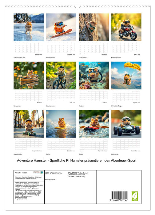 Adventure Hamster - Sportliche KI Hamster präsentieren den Abenteuer-Sport (CALVENDO Premium Wandkalender 2026)