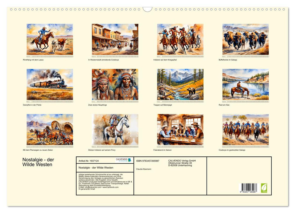 Nostalgie - der Wilde Westen (CALVENDO Wandkalender 2026)