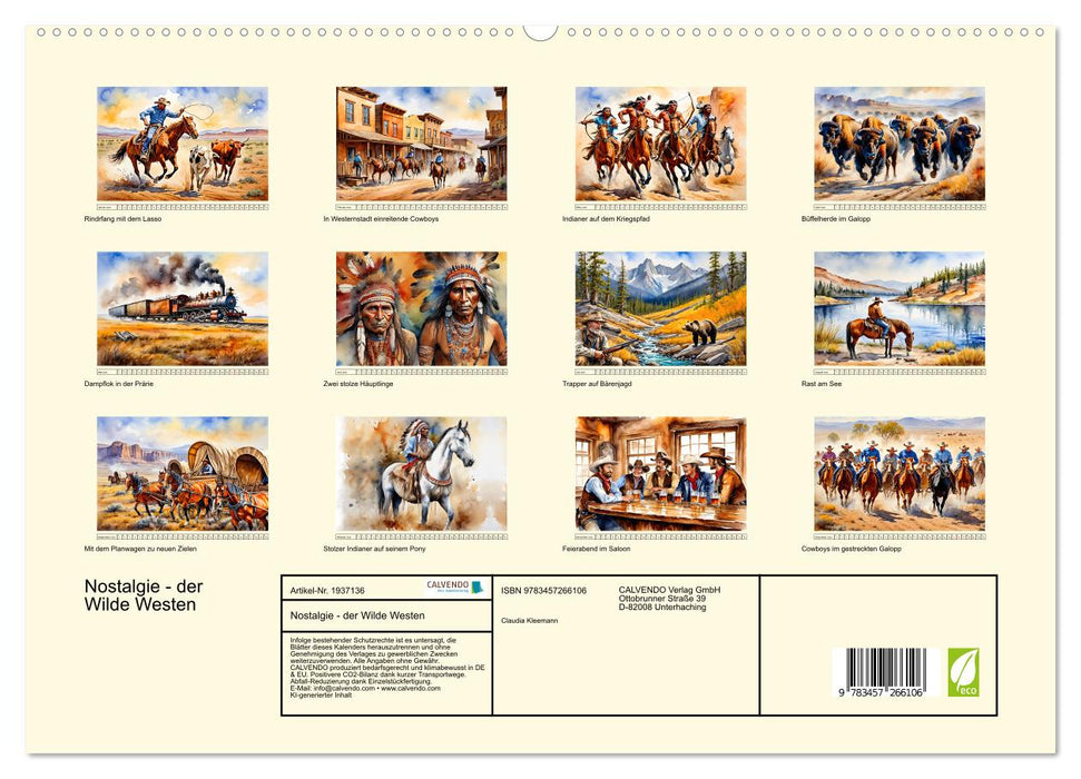 Nostalgie - der Wilde Westen (CALVENDO Premium Wandkalender 2026)
