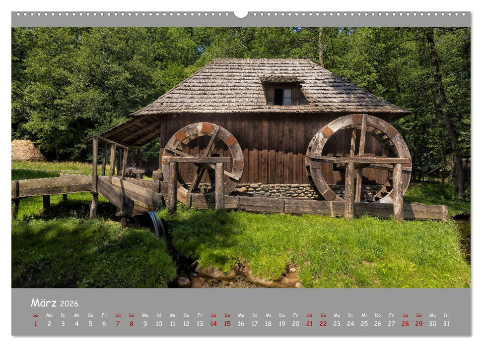 Historische Mühlen - Räder und Flügel der Vergangenheit (CALVENDO Premium Wandkalender 2026)