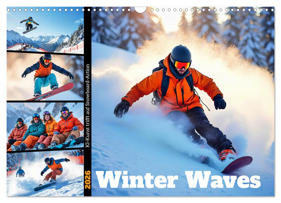 Winter Waves - KI-Kunst trifft auf Snowboard-Action (CALVENDO Wandkalender 2026)