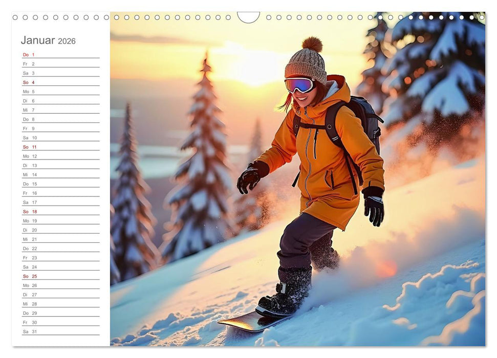 Winter Waves - KI-Kunst trifft auf Snowboard-Action (CALVENDO Wandkalender 2026)