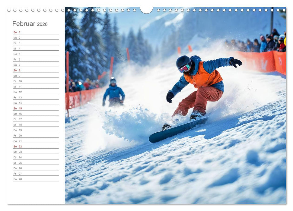 Winter Waves - KI-Kunst trifft auf Snowboard-Action (CALVENDO Wandkalender 2026)