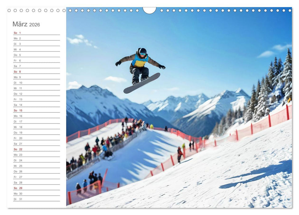 Winter Waves - KI-Kunst trifft auf Snowboard-Action (CALVENDO Wandkalender 2026)