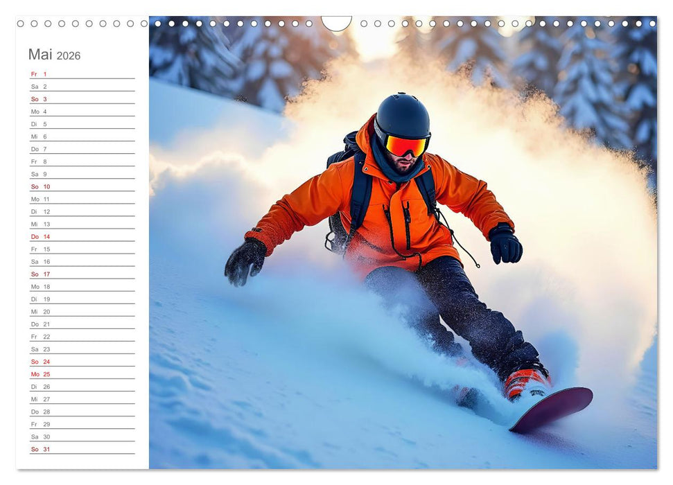 Winter Waves - KI-Kunst trifft auf Snowboard-Action (CALVENDO Wandkalender 2026)