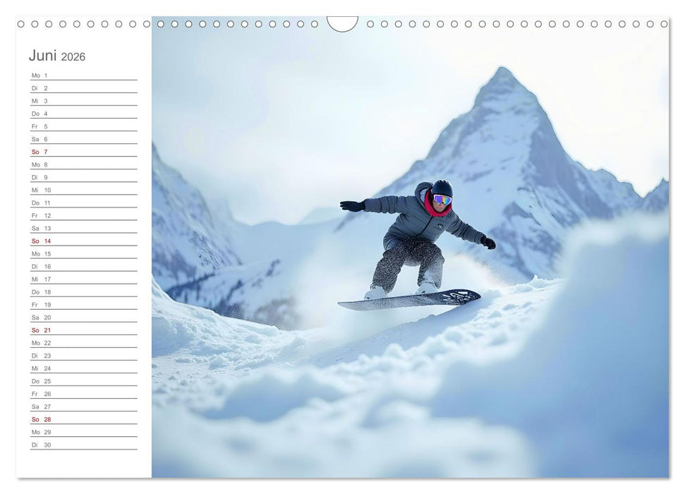 Winter Waves - KI-Kunst trifft auf Snowboard-Action (CALVENDO Wandkalender 2026)