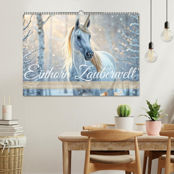 Einhorn Zauberwelt - Die märchenhafte Welt der KI Einhörner (CALVENDO Wandkalender 2026)