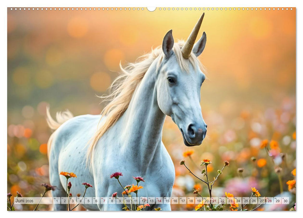 Einhorn Zauberwelt - Die märchenhafte Welt der KI Einhörner (CALVENDO Wandkalender 2026)