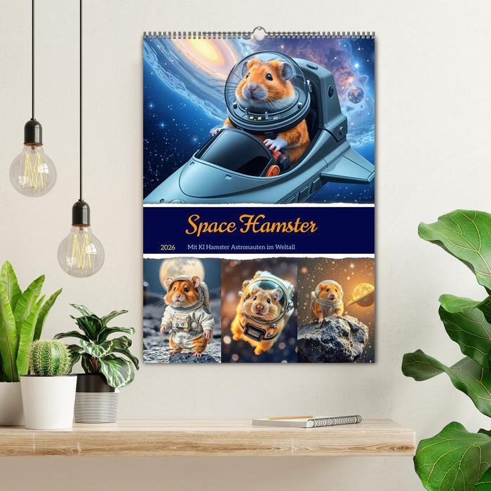 Space Hamster - Mit KI Hamster Astronauten im Weltall (CALVENDO Wandkalender 2026)