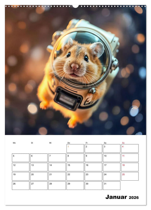Space Hamster - Mit KI Hamster Astronauten im Weltall (CALVENDO Wandkalender 2026)
