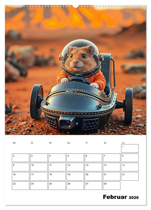 Space Hamster - Mit KI Hamster Astronauten im Weltall (CALVENDO Wandkalender 2026)