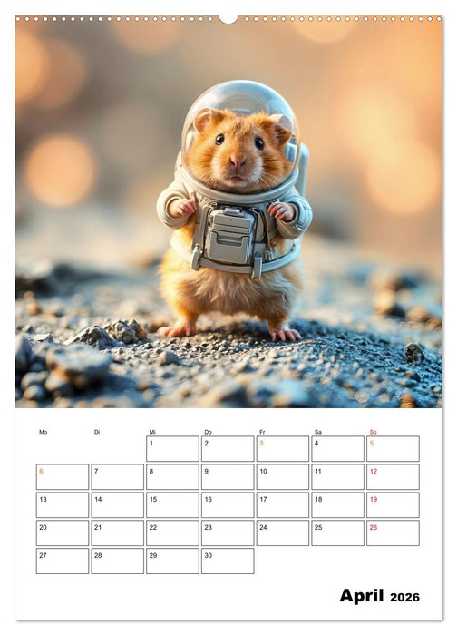 Space Hamster - Mit KI Hamster Astronauten im Weltall (CALVENDO Wandkalender 2026)