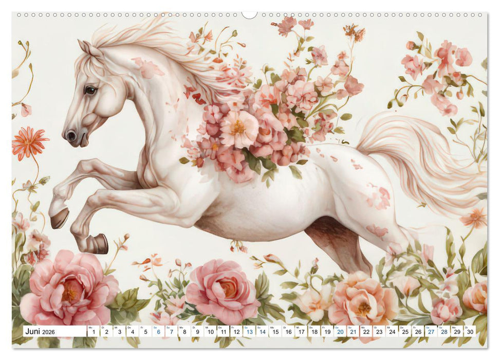 Hufspuren im Blütenmeer (CALVENDO Premium Wandkalender 2026)