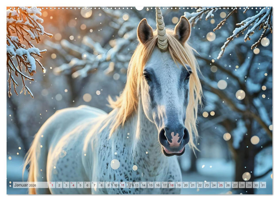 Einhorn Zauberwelt - Die märchenhafte Welt der KI Einhörner (CALVENDO Premium Wandkalender 2026)