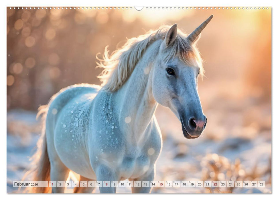Einhorn Zauberwelt - Die märchenhafte Welt der KI Einhörner (CALVENDO Premium Wandkalender 2026)