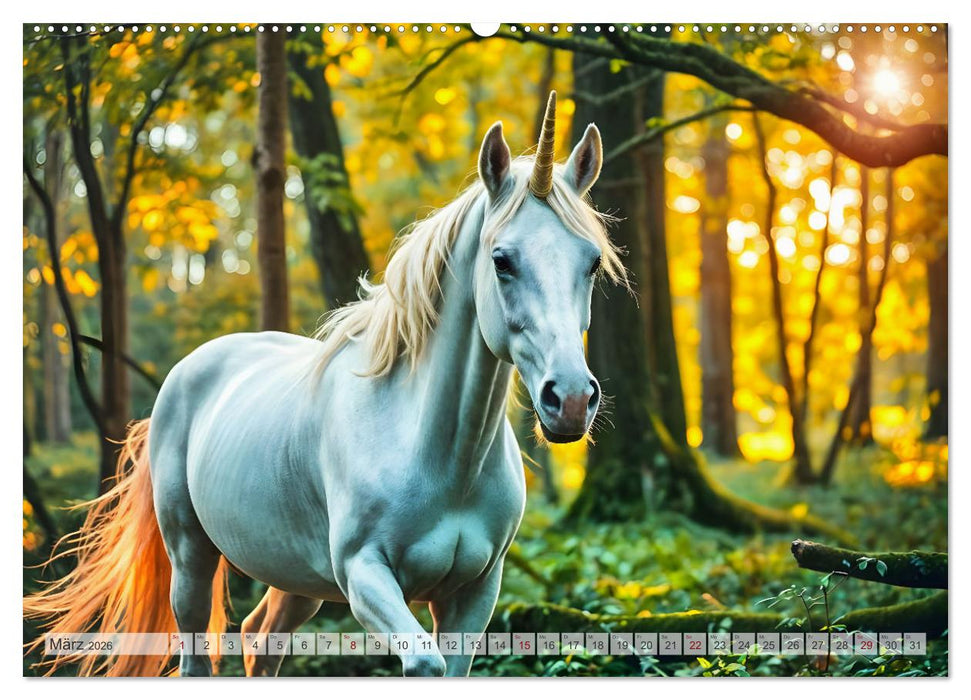 Einhorn Zauberwelt - Die märchenhafte Welt der KI Einhörner (CALVENDO Premium Wandkalender 2026)