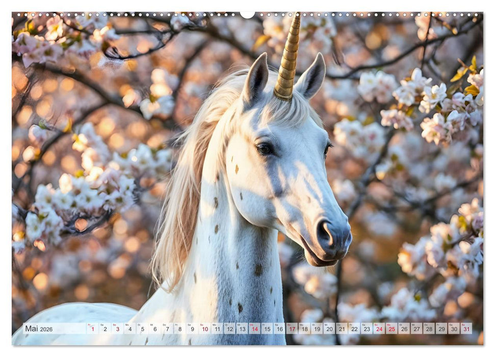 Einhorn Zauberwelt - Die märchenhafte Welt der KI Einhörner (CALVENDO Premium Wandkalender 2026)