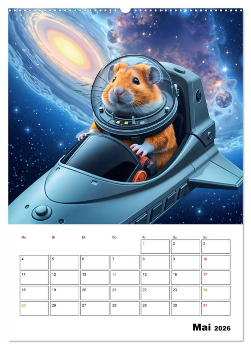 Space Hamster - Mit KI Hamster Astronauten im Weltall (CALVENDO Premium Wandkalender 2026)