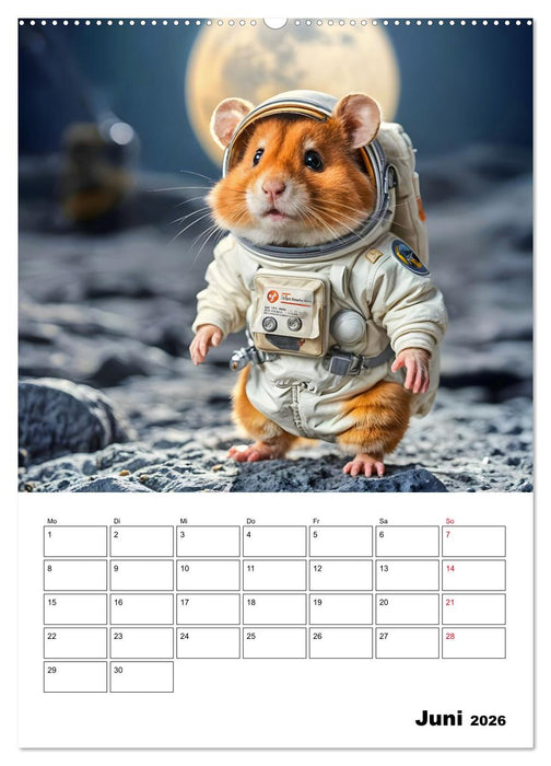 Space Hamster - Mit KI Hamster Astronauten im Weltall (CALVENDO Premium Wandkalender 2026)