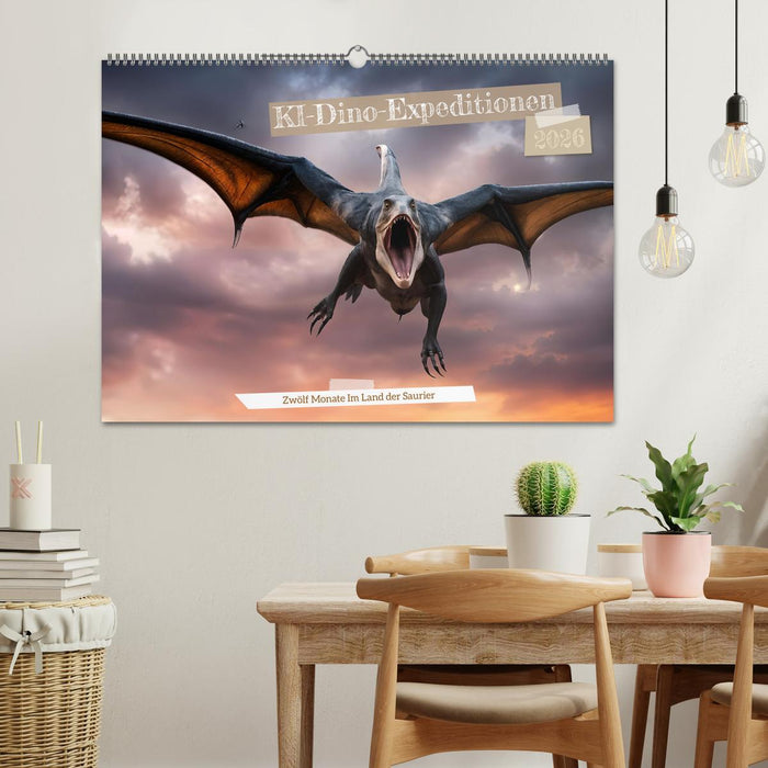 KI-Dino-Expeditionen Zwölf Monate im Land der Saurier (CALVENDO Wandkalender 2026)