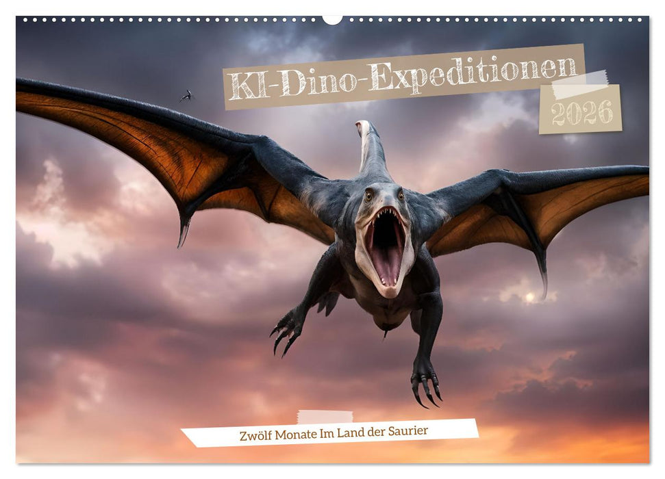 KI-Dino-Expeditionen Zwölf Monate im Land der Saurier (CALVENDO Wandkalender 2026)