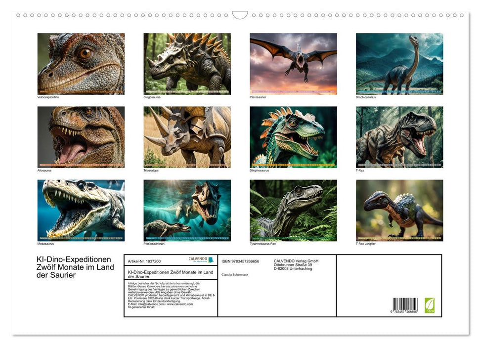 KI-Dino-Expeditionen Zwölf Monate im Land der Saurier (CALVENDO Wandkalender 2026)