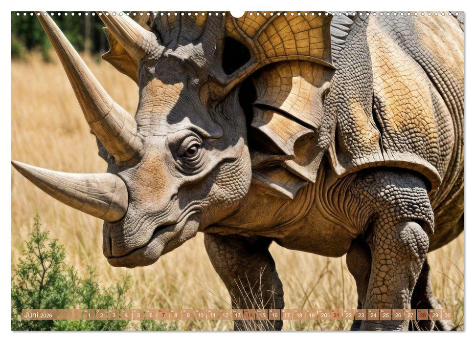 KI-Dino-Expeditionen Zwölf Monate im Land der Saurier (CALVENDO Wandkalender 2026)