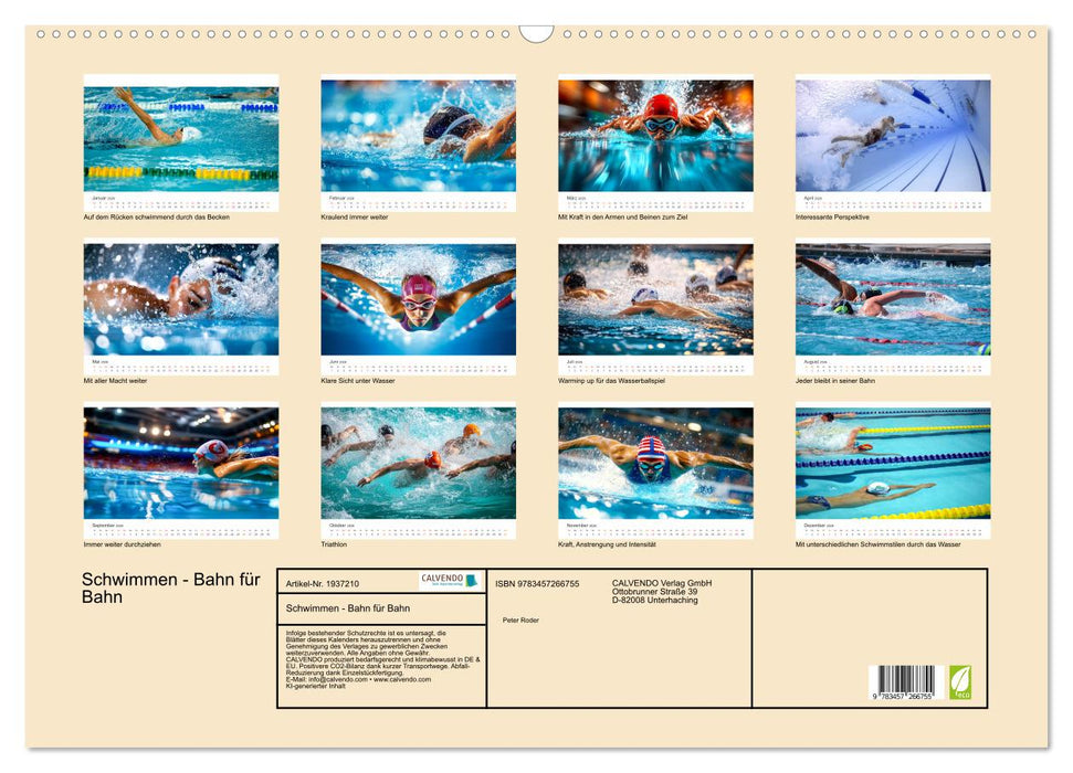 Schwimmen - Bahn für Bahn (CALVENDO Wandkalender 2026)