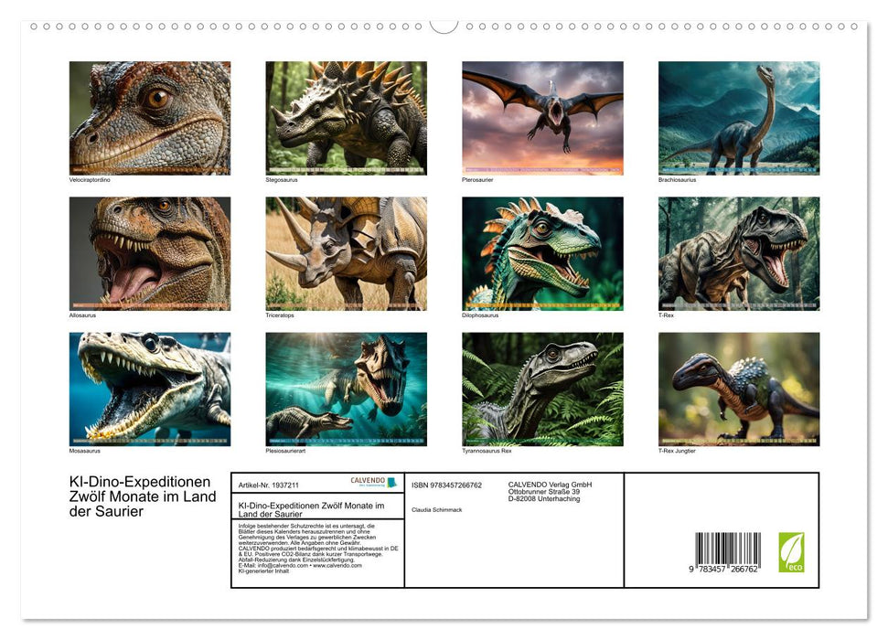 KI-Dino-Expeditionen Zwölf Monate im Land der Saurier (CALVENDO Premium Wandkalender 2026)
