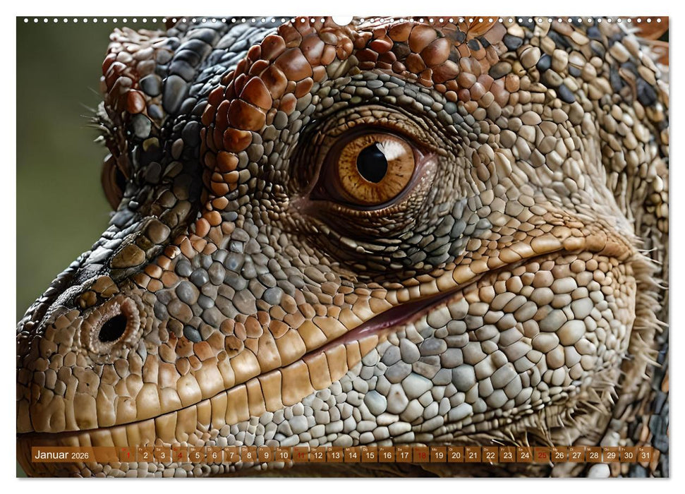 KI-Dino-Expeditionen Zwölf Monate im Land der Saurier (CALVENDO Premium Wandkalender 2026)