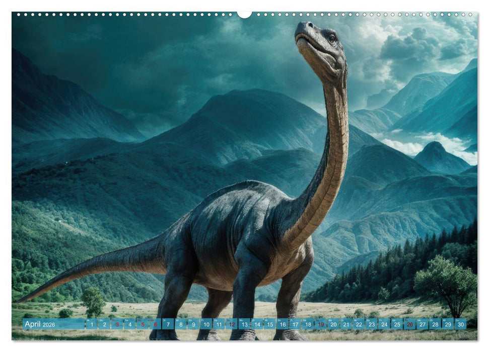 KI-Dino-Expeditionen Zwölf Monate im Land der Saurier (CALVENDO Premium Wandkalender 2026)