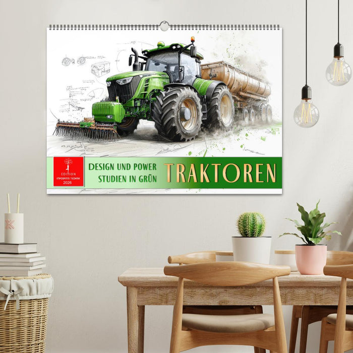 Traktoren - Design und Power Studien in Grün (CALVENDO Wandkalender 2026)