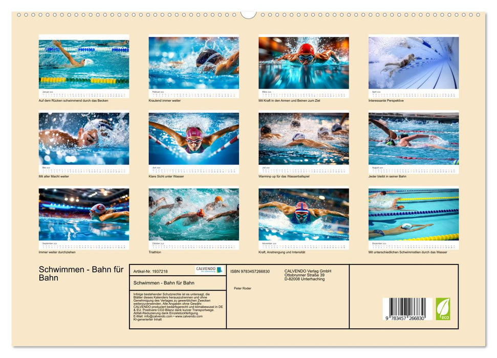 Schwimmen - Bahn für Bahn (CALVENDO Premium Wandkalender 2026)