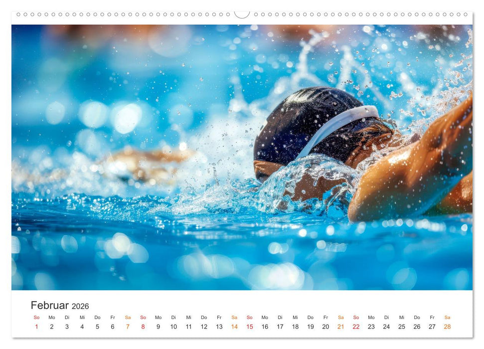 Schwimmen - Bahn für Bahn (CALVENDO Premium Wandkalender 2026)