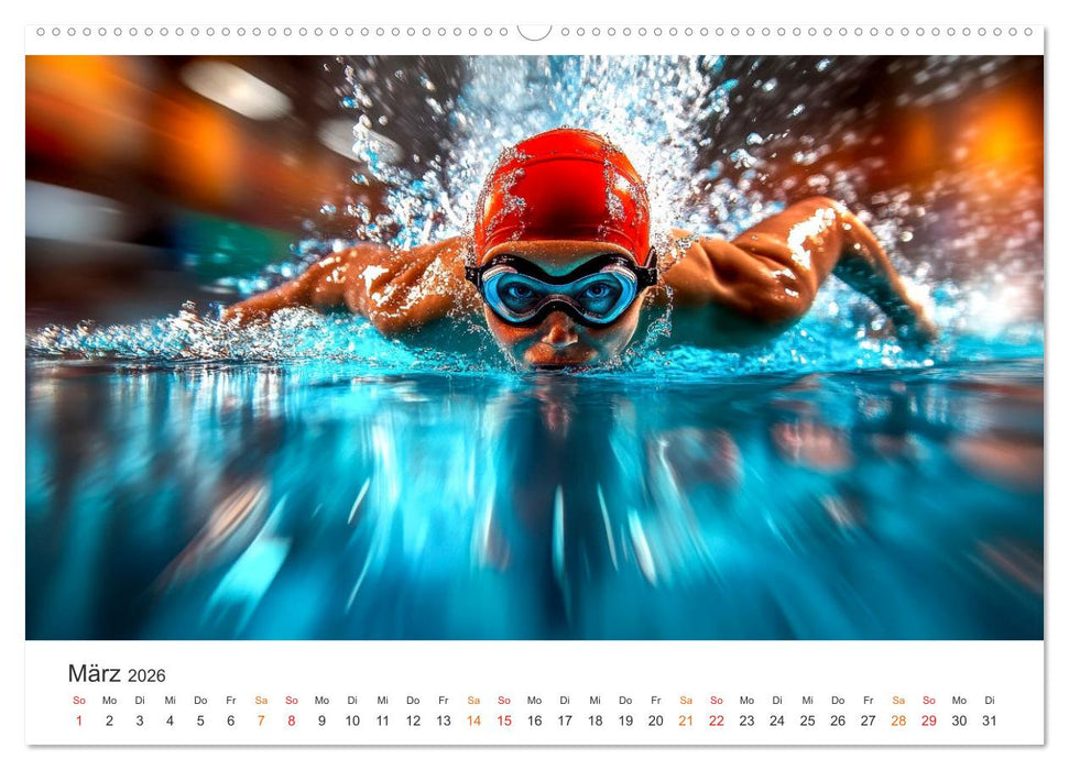 Schwimmen - Bahn für Bahn (CALVENDO Premium Wandkalender 2026)