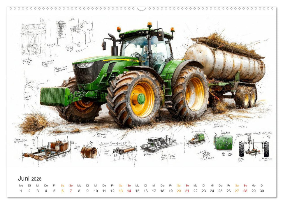 Traktoren - Design und Power Studien in Grün (CALVENDO Premium Wandkalender 2026)