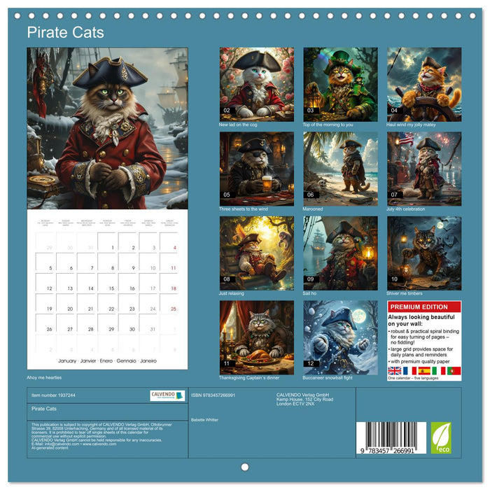 Pirate Cats (CALVENDO Monthly Calendar 2026)