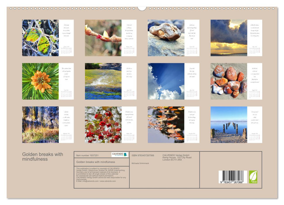 Golden breaks with mindfulness (CALVENDO Premium-Calendar 2026)
