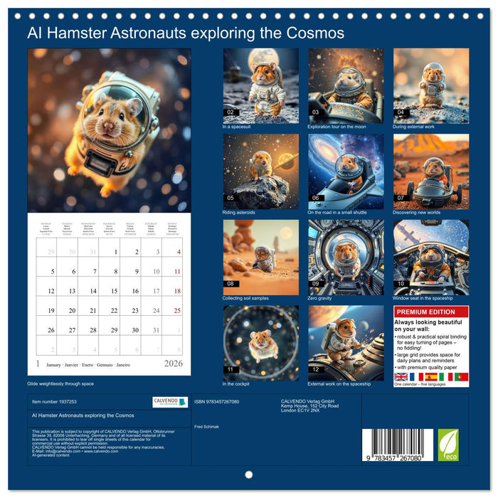 AI Hamster Astronauts exploring the Cosmos (CALVENDO Monthly Calendar 2026)