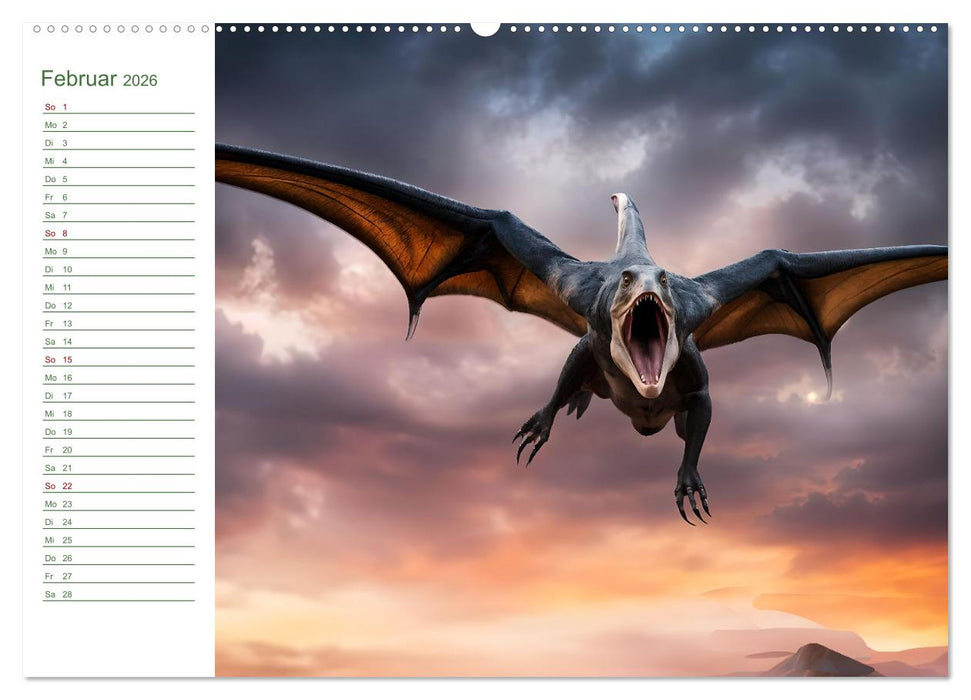KI Dinosaurier - Herrscher der Lüfte, Land und Meer (CALVENDO Wandkalender 2026)