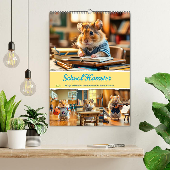 School Hamster - Eifrige KI Hamster präsentieren ihre Hamsterschule (CALVENDO Wandkalender 2026)