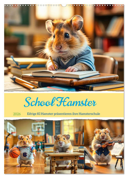 School Hamster - Eifrige KI Hamster präsentieren ihre Hamsterschule (CALVENDO Wandkalender 2026)