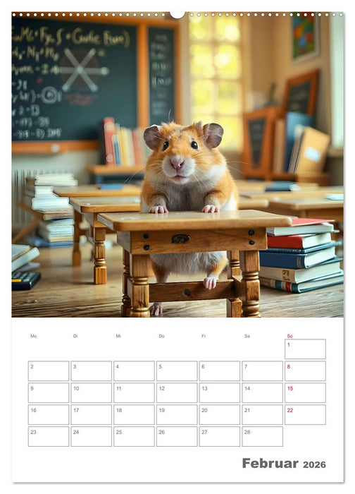 School Hamster - Eifrige KI Hamster präsentieren ihre Hamsterschule (CALVENDO Wandkalender 2026)