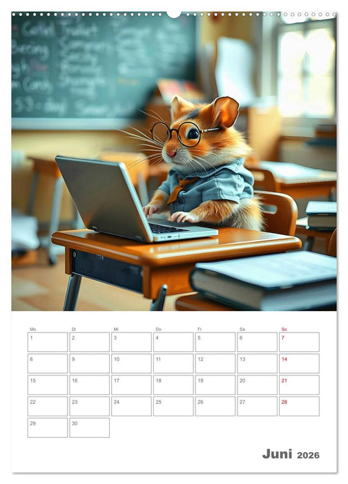 School Hamster - Eifrige KI Hamster präsentieren ihre Hamsterschule (CALVENDO Wandkalender 2026)