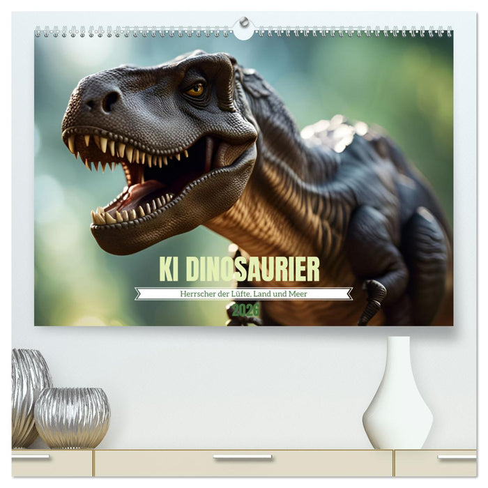 KI Dinosaurier - Herrscher der Lüfte, Land und Meer (CALVENDO Premium Wandkalender 2026)