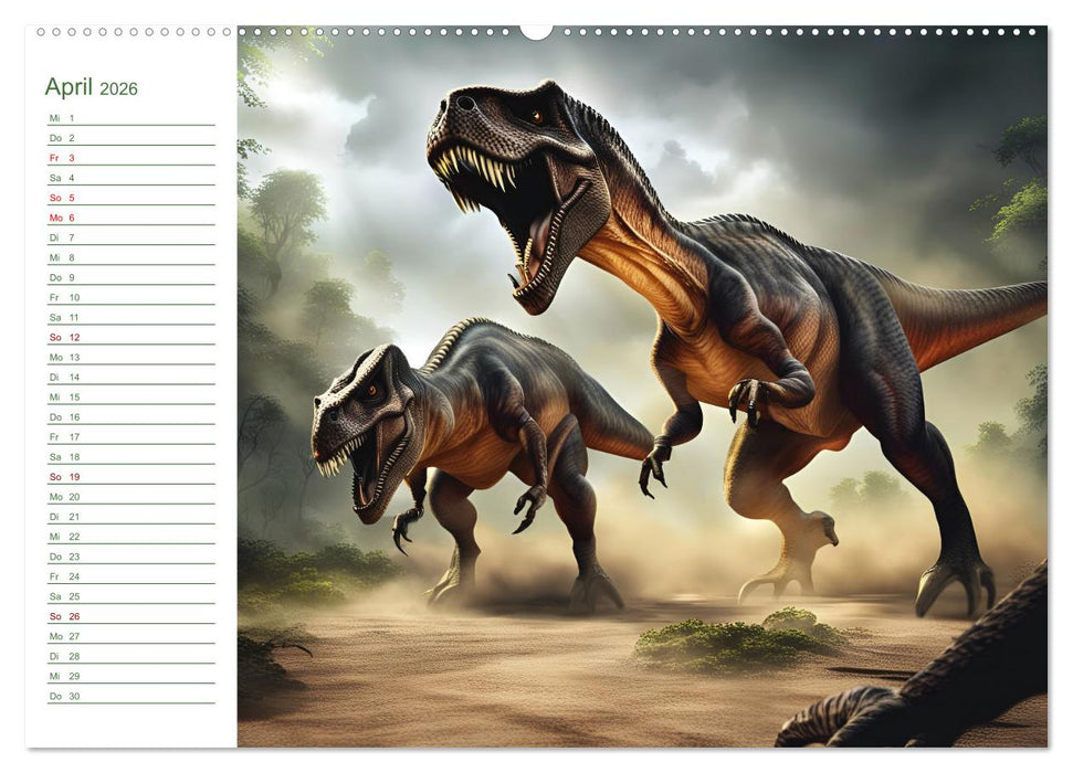 KI Dinosaurier - Herrscher der Lüfte, Land und Meer (CALVENDO Premium Wandkalender 2026)