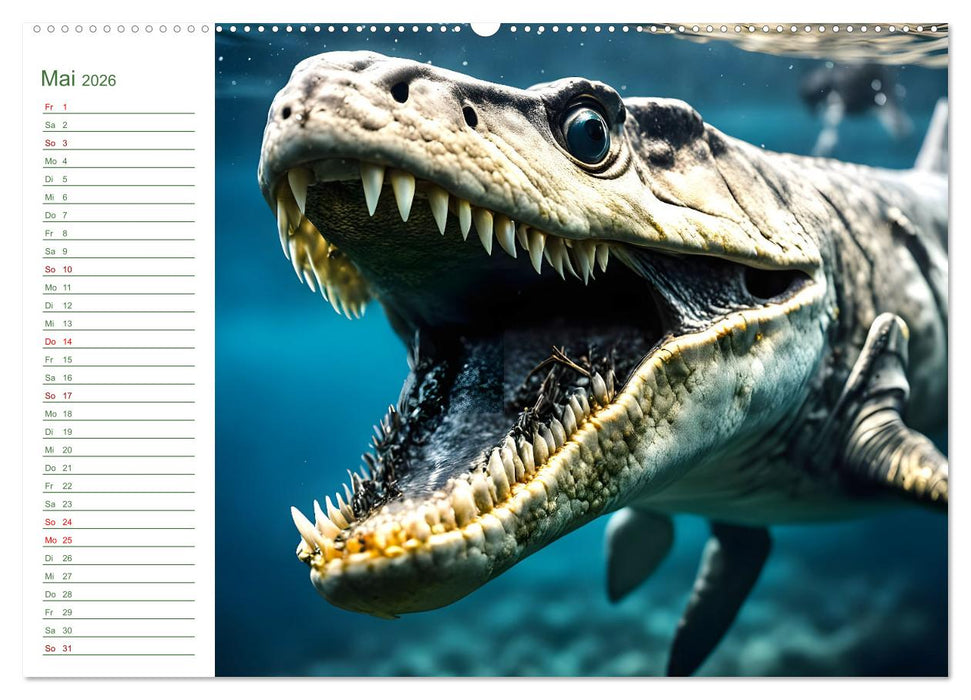 KI Dinosaurier - Herrscher der Lüfte, Land und Meer (CALVENDO Premium Wandkalender 2026)