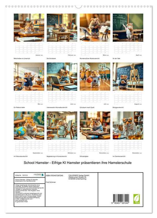 School Hamster - Eifrige KI Hamster präsentieren ihre Hamsterschule (CALVENDO Premium Wandkalender 2026)